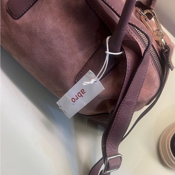 ABRO Brown Suede Satchel with Leather Handles - Picture 7 of 9